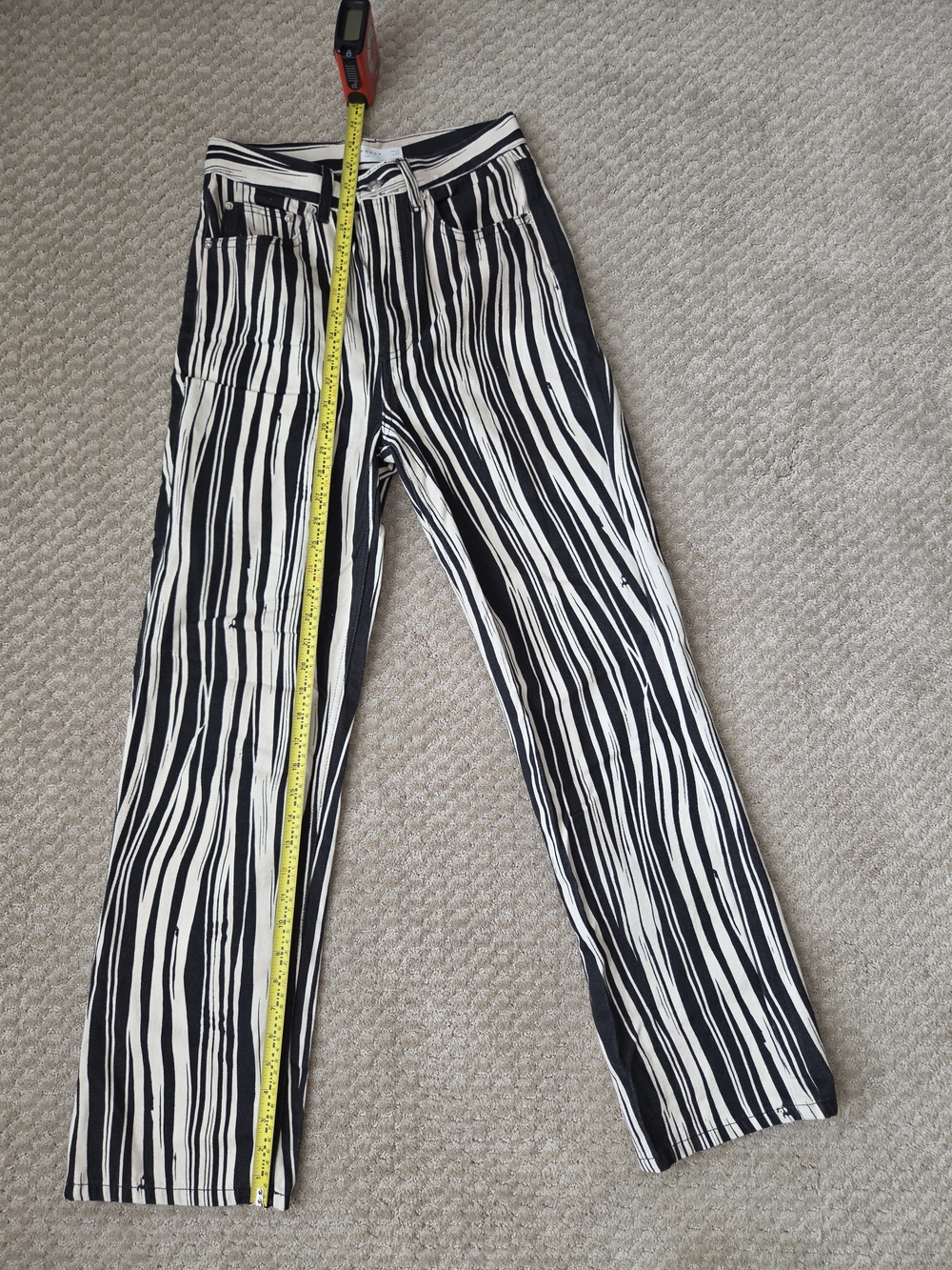 Topshop Black and White Striped Boyfriend Jeans